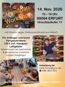 Flyer Handpan Workshop in Erfurt am 14.11.2026